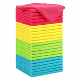 Puomue Microfiber Cleaning Cloth, 24 Pack Highly Absorbent Cleaning Rags, 4 Color Mix, Reusable, Soft and Lint Free Cleaning Sup