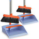 PHYEX 2Pack Broom and Dustpan Set for Sweeping Indoor, Broom Dustpan with 48inch Long Handle, Broom with Dustpan Combo Set(Purple)