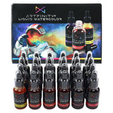 Artfinity Liquid Watercolor Paint 30 ml Bottles, Set of 24 Colors - Vibrant Dye-Based Liquid Watercolor w/Glass Pipette, Fast-Dr