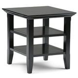 SIMPLIHOME Acadian SOLID WOOD 19 inch Wide Square Transitional End Table in Black for the Living Room and Bedroom