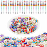 100pcs Large Hole European Beads, Rainbow Stripe Resin Rondelle Glass Beads with Silver Brass Cores, Big Hole Spacer Craft Bead