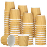 Yaomiao 200 Pcs 4 oz Disposable Espresso Coffee Cups Ripple Corrugated Paper Insulated Hot Cups for Party Cold Drinks Hot Bevera