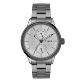 Timex Analog Watch For Man With Grey Round Dial & Gunmetal Stainless Steel Bracelet Band Water Resistant Men'S Wrist Watches - T