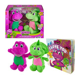 Fisher-Price Barneys World Toddler Toys, 9 inch Barney & Baby Bop plushes with Story Book for Cuddling up at Reading time, Kids