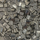 Miyuki Tila Beads - 2 Hole Square Beads, 5x5x1.9 mm, 5 Grams Glass Beads Silver (TL194)