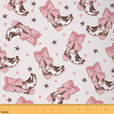 Feelyou Pink Western Upholstery Fabric for Chairs Cowgirl Cowboy Boots Fabric by The Yard Cute Bowknot Dreamy Princess Style Dec