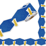 Whaline 65.6Ft Glitter 2026 Graduation Bulletin Board Border Blue Graduation Cap with Gold Tassel Die Cut Trim Border Roll for C