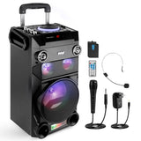 Pyle Portable Wireless Bluetooth Karaoke PA Loud Speaker - 8 Subwoofer Sound System with DJ Lights, Rechargeable Battery, FM R
