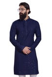 Divisive Men'S Sequince Embroidered Cotton Blend Only Slim Fit Kurta (Dkrt223_M_Navy Blue)
