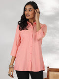 Libas Women'S Solid Straight Tunic Shirt (58207_Peach Peach 2Xl