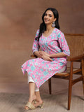 Libas Women'S Cotton Printed Straight Kurta (29049R Pink Pink 2Xl