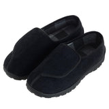 Mens Memory Foam Diabetic Slippers Extra Wide Comfy with Coral Fleece Lining Size 11 Black for Arthritis Edema Swollen Feet Hous