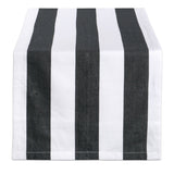 DII Cabana Dobby Stripe Tabletop Collection, 18x72-inch Table Runner, Black & White