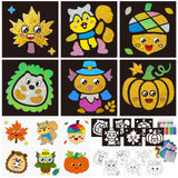 Cinrobiye 24 Set Thankgiving Fall Foil Art Craft Kits DIY Leaves Animals Painting Kits Art Paper Coloring Activity for Autumn Cl
