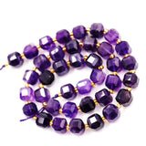 Malahill Wholesale Natural Faceted Stone Beads for Jewelry Making Sold per Bag 5 Strands Inside Cube Dark Amethyst 8mm