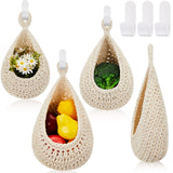 Honeydak Hanging Wall Basket Teardrop Hanging Baskets Onion Basket Coat Bohemian Storage Fruit Wall Hooks for Kitchen Wall Home
