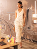 Libas Womens Printed Cotton Straight Kurta With Palazzos White S