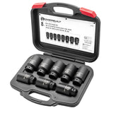 Powerbuilt Axle Nut Socket Kit, 8 Piece, 1/2 Inch Drive, 6 and 12 Point, Remove Axle Nuts, Car Vehicle Wheel Repair Tools, Stora