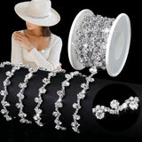 Towenm 3 Yards Rhinestone Trim Chain Rhinestone Applique for Wedding Dress Belts Garters Headpieces Decoration, Sewing Diamond F