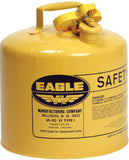 Eagle 5 Gallon Type I Yellow Safety Gas Can for Diesel with Flame Arrester and Self-Closing Lid, Made in the USA, Galvanized Ste