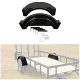 HECASA Set of 2 Single AXLE Trailer Fenders 13 Wheels Tires Plastic Fender Top Step Skirt Boat W/O Step (Black)