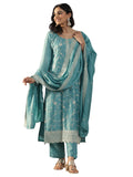 Libas Women'S Silk Blend Kurta Set (49514_Blue_Xl)