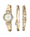 Anne Klein Womens Premium Crystal Accented Bangle Watch and Bracelet Set