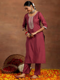 Libas Women'S Silk Blend Kurta Set (Gs963_Rust Rust Xl