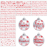 Rngmsi Christmas Rub on Transfers for Crafts - 10 Pcs Red Letters Numbers UV DTF Stickers for Christmas Ball Ornaments Snowflake