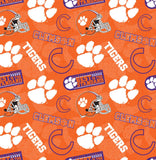 Clemson University Tigers Fabric - Officially Licensed Clemson University Cotton Quilting Fabric by Sykel Enterprises, Precut Ya