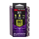3M Pro Grade Precision 3-in-1 Sanding Sponge, 80 Grit Coarse, 2 Sponges, Washable & Reusable, for Wood, Metal, Drywall, and Heav