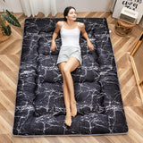 MAXYOYO Black Marble Printed Japanese Futon Floor Mattress, Thicken Sleeping Pad Floor Bed Roll Up Camping Mattress Folding Couc