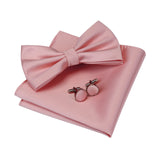 Gusleson Mens Dusty Pink Wedding Bow Tie Set Pre-tied Bowtie and Pocket Square Cufflink (UK0570-36)