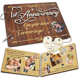 1 Year Anniversary Scrapbook,One Year Anniversary Dating Gifts,1st Down Wooden Couples Photo Album,One Year Wooden Scrapbook 1 Y