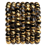 DADIFEN Glass Round Beads Black Octagon Faceted 8x7mm 42pcs Golden Edge Crystal Loose Beads for DIY Craft Jewelry Making