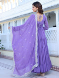 Wedani Georgette Solid Anarkali Kurta Set For Women Lavender,LAVENDER,L,Georgette,Anarkali,
