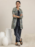 Libas Womens Solid Velvet Co-Ord Set For Women Grey L