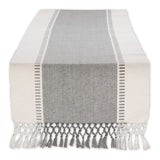 Cool Gray Dobby Stripe Ribbed Table Runner 13X72