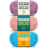 3x60g Purple+Pink+Blue Yarn for Crocheting and Knitting;3x66m (72yds) Cotton Yarn for Beginners with Easy-to-See Stitches;Worste