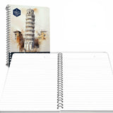 GOWOO A4 Ruled Spiral Notebook | Pisa View Design | 200 Pages | Suitable for Students, Office & Coaching Use