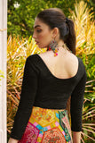 Pujia Mills Blouse Readymade Black Color 3/4 Sleeve Blouses For Women Readymade Stylish Blouse For Women Stretchable Imported Velvet Fabric (Black, Xxl)