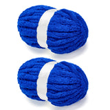 Chunky Chenille Yarn for Crocheting/Arm Knitting, Super Soft Jumbo Knit Blanket Yarn Purplish Blue 2 Pack (32 yds, 8.5 oz Each P