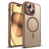YEMORAN Compatible with iPhone 15 Plus Case with Built-in Camera Lens Protector Translucent Magnetic 15 Plus Phone Case 6.7 [Com