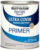 RustOleum Brush On Acrylic Paint 1980502 Painters Touch Quart Latex, Flat Gray Primer, 1 (Pack of 1), 32 Fl Oz