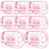 Aliceset 8 Pcs Sleepover Party Supplies Pink Makeup Bag Sleepover Spa Squad Cosmetic Bag Slumber Party Favors Waterproof Toiletr