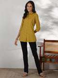 Libas Women'S Self Design Straight Tunic Shirt (58198_Mustard Mustard L