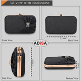 Adisa Studded Formal Party Clutch With Gold Chain For Women And Girls (Cl107-Bla),Black,,B0CW17KTJ8