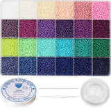 VOOMOLOVE 12/0 Glass Seed Beads Kit - 15800pcs, 24 Colors, 2mm, Bracelet Making Beads with 24-Grid Plastic Storage Box