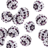 RUBYCA Stripes Czech Crystal Round Disco Ball Clay Beads fit Shamballa Jewelry (20pcs, 10mm, Purple)