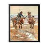 Poster Master Vintage A Doubtful Handshake Painting Poster - Retro Western Print - Horse Riding Art - Gift for Men & Women - Gre